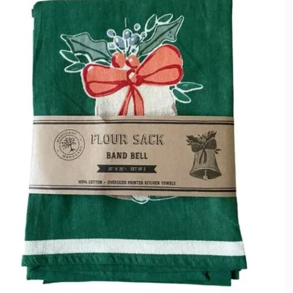 NNW MAHOGANY Set of 2 Holiday 100% Cotton Flour Sack Kitchen Towels Christmas - Picture 2 of 9